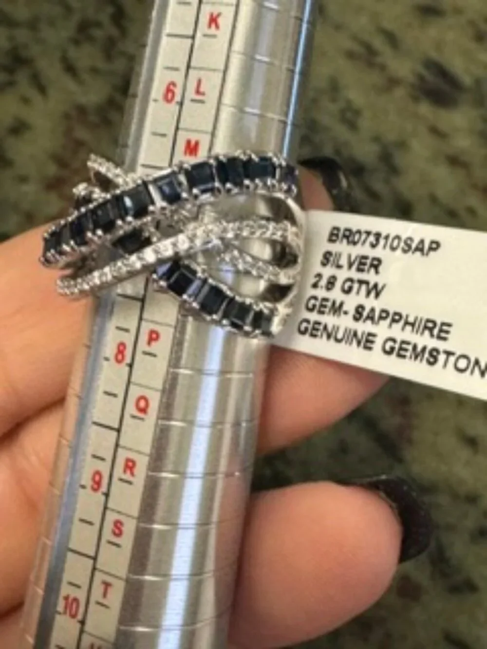 Genuine Sapphire 2.8 CTW Sterling Silver Crisscross Statement Ring Size 7 – NWT